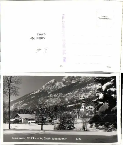 92952,Gnadenwald St Martin Gasthaus Speckbacher Hall