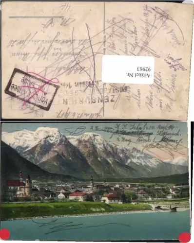 92963,Hall in Tirol Partie zum Ort 1917