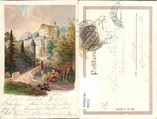94253,Künstler Litho Schloss Ambras b. Innsbruck Redlich sign.