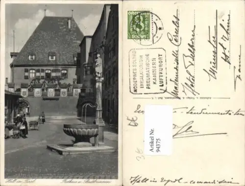 94375,Hall in Tirol Rathaus m. Stadtbrunnen Brunnen