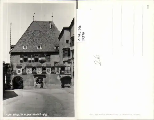 94379,Hall in Tirol Rathaus Rathausplatz Wappen nette AK