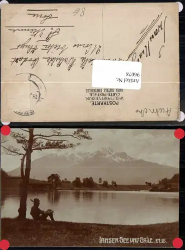 96078,Fotokarte Lansersee Lans m. Jäger Ufer 1900