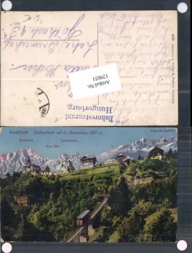 129051,Innsbruck Drahtseilbahn Bergbahn Hungerburg 1915 pub Redlich 535