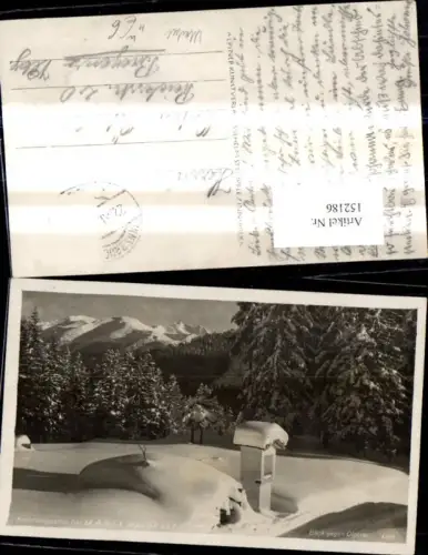 152186,Foto Ak Mühlbachl i. Tirol Kreuzwegstation b. Maria Waldrast Blick geg. Olperer Winteransicht Kreuzstock Marterl