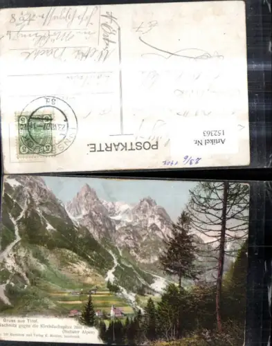 152363,Gruss a. Tirol Gschnitz geg. d. Kirchdachspitze Stubaier Alpen