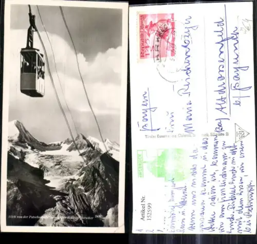 152599,Blick v. d. Patscherkofelbahn geg. Stubaiergletscher Seilbahn Gondel Patsch