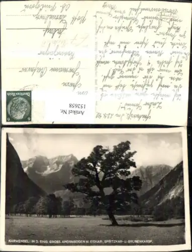 152658,Karwendel i. d. Eng. Gross Ahornboden m. Eiskar- Spritzkar- u. Grubenkarspitze Hinterriß1940