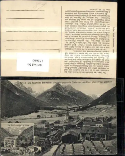 152663,Fahrt i. Stubaital Fulpmes geg. d. Gletscher v. Hotel Serles gesehen