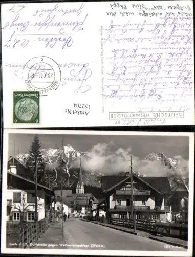 152704,Seefeld i. Tirol Dorfstrasse geg. Wettersteingebirge 1941