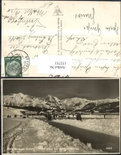 152753,Seefeld i. Tirol geg. Wettersteingebirge Winteransicht m. Personen 1939