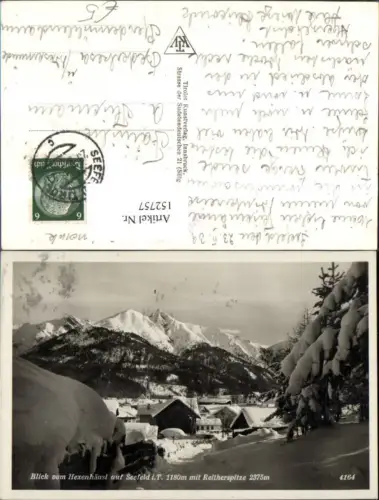 152757,Blick v. Hexenhäusl auf Seefeld i. Tirol m. Reitherspitze Winteransicht 1939