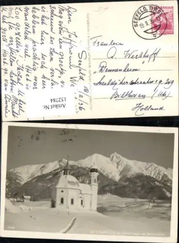 152784,Seefeld i. Tirol Winteransicht Seekapelle geg. d. Reitherspitze 1936