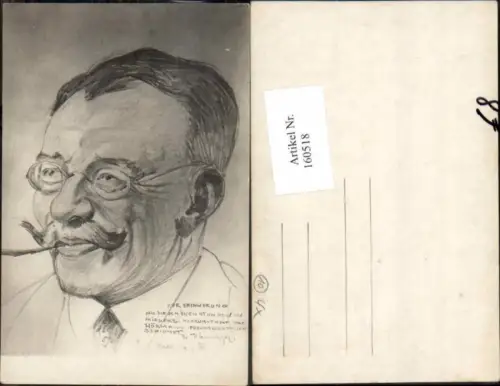 160518,Erinnerung Portrait Mieders Stubai Hofrat Professor Hörmann 1920 handgezeichnet