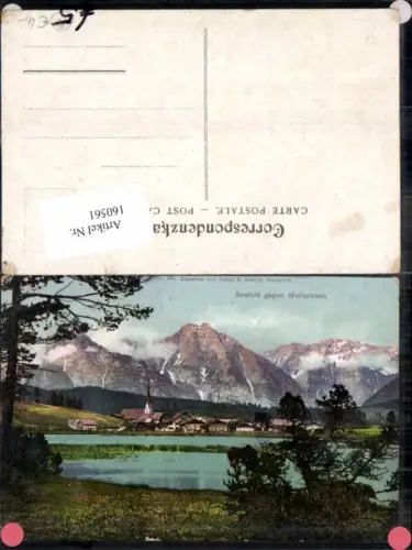 160561,Seefeld gegen Wetterstein alte Ortsansicht pub Redlich 292