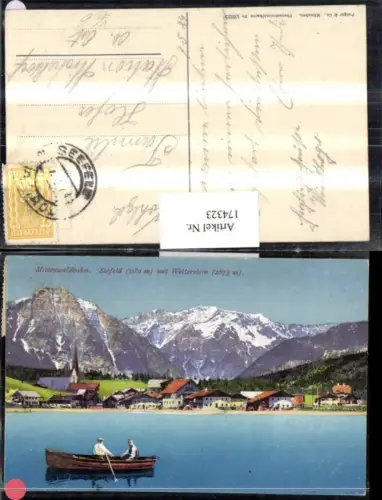 174323,Mittenwaldbahn Seefeld Teilansicht m. Wetterstein Boot pub Purger e Co 12625