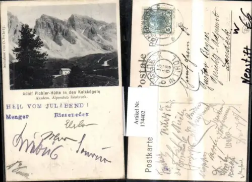174402,Neustift Adolf Pichler Hütte i. d. Kalkkögeln Ak. Alpenklubscharte