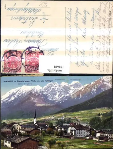 181681,Mieders b. Innsbruck im Stubaital Totale geg. Telfes u. d. Kalkkögel pub Redlich 468