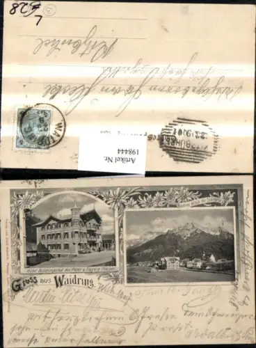 198444,Litho AK Gruß aus Waidring Hotel Waidringerhof Bes. Plätzer Waidring geg. d. Steinberge Mehrbildkarte