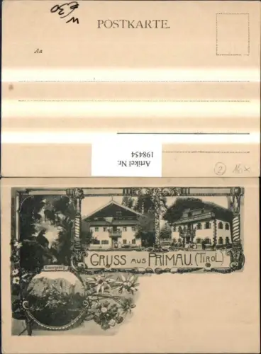 198454,Gruß aus Primau b. Niederndorf b. Kufstein Kaisergebirge Steinböcke Familienhäuser Mehrbildkarte
