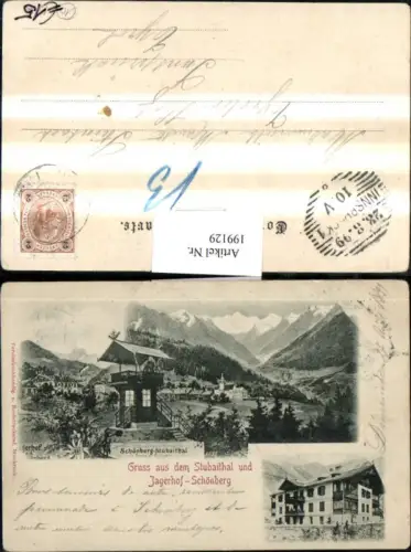 199129,Gruß aus d. Stubaithal u. Jagerhof Schönberg Witting Aussichtswarte Mehrbildkarte