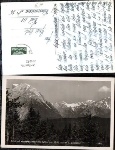 204642,Blick v. d. Gschwendkopfhütte geg. Hohe Munde u. Zugspitze