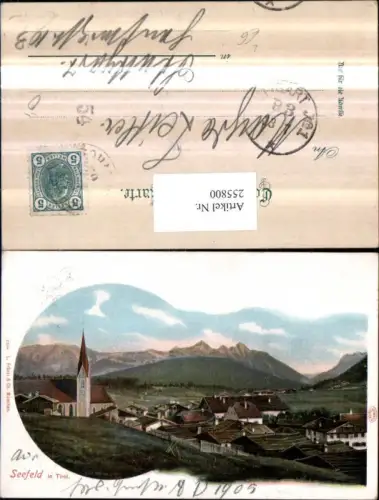 255800,Litho AK Seefeld in Tirol Teilansicht Kirche
