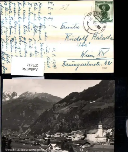 273612,Neustift im Stubai Totale m. Brennerspitze Bergkulisse