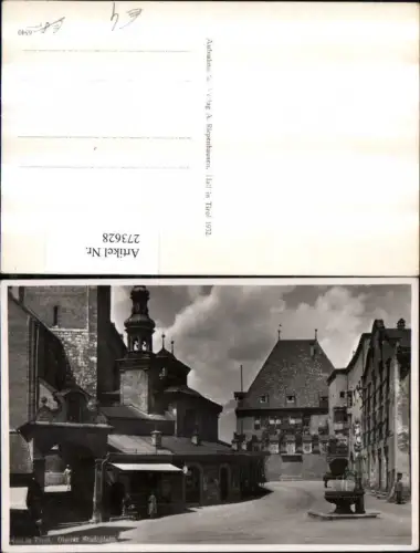 273628,Hall in Tirol Oberer Stadtplatz Rathaus Kirche Brunnen