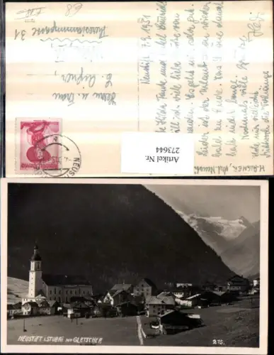 273644,Neustift im Stubai Totale Kirche m. Gletscher Bergkulisse