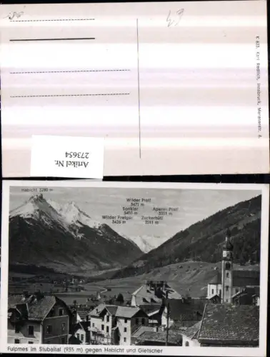 273654,Fulpmes im Stubaital Teilansicht Kirche geg. Habicht u. Gletscher Bergkulisse