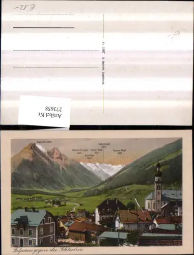 273658,Fulpmes Teilansicht Kirche geg. Gletscher Bergkulisse