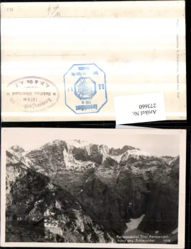 273660,Karwendeltal Karwendelhaus Berghütte geg. Schlauchkar Bergkulisse b. Neustift