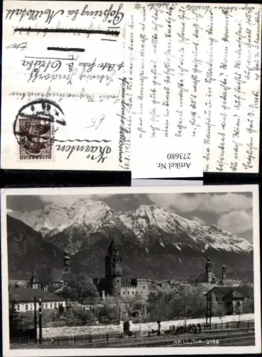 273680,Hall in Tirol Teilansicht Münzturm Turm Bergkulisse