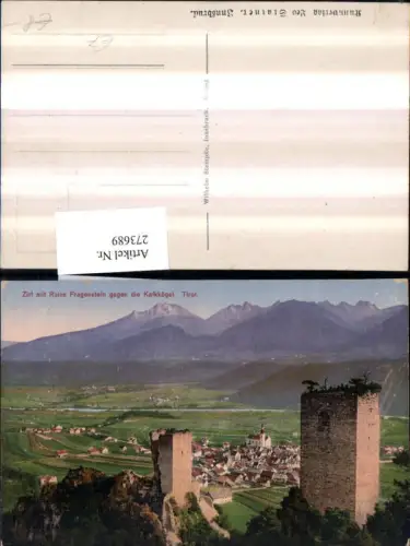 273689,Zirl Totale m. Ruine Fragenstein geg. Kalkkögel Bergkulisse pub Wilhelm Stempfle 683
