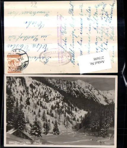 273698,Edelweiß-Hütte Berghütte im Vikartal Bergkulisse Winterbild b. Innsbruck