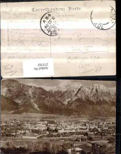 273703,Foto AK Hall in Tirol Totale Bergkulisse pub A. Stockhammer