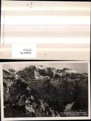 273719,Karwendeltal Karwendelhaus Berghütte geg. Schlauchkar Bergkulisse b. Scharnitz