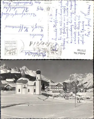 273730,Seefeld in Tirol Seekirchlein Kirche u. Hotel Wetterstein Bergkulisse Winterbild