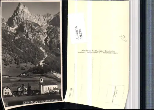 328679,Gschnitz Kirche m. Ilmspitze Bergkulisse