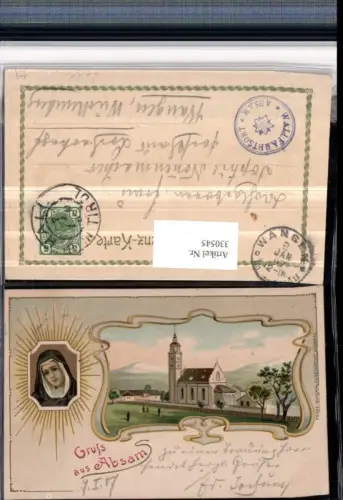 330545,Litho Gruß aus Absam Kirche Passepartout Gnadenmutter