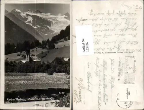 373426,Bad Medraz b. Neustift Kirche m. Gletscher Bergkulisse