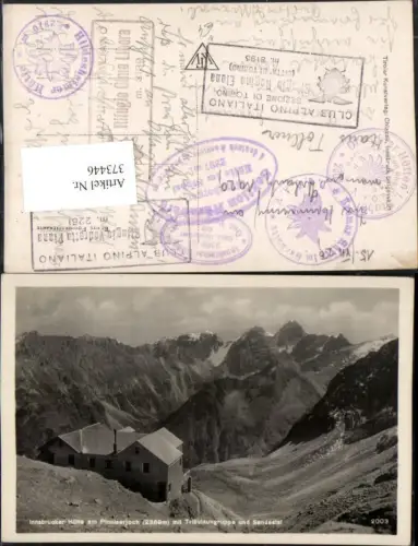 373446,Innsbrucker-Hütte Berghütte am Pinniserjoch b. Neustift Bergkulisse