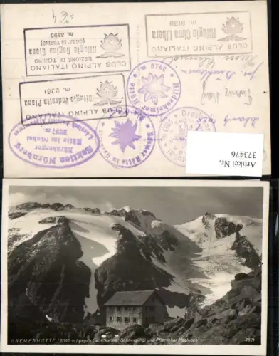 373476,Bremerhütte Berghütte b. Gschnitz Bergkulisse Hüttenstempeln