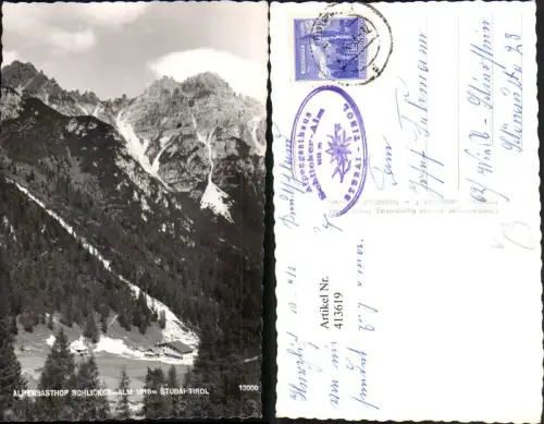 413619,Alpengasthof Schlicker-Alm b. Telfes im Stubai Bergkulisse