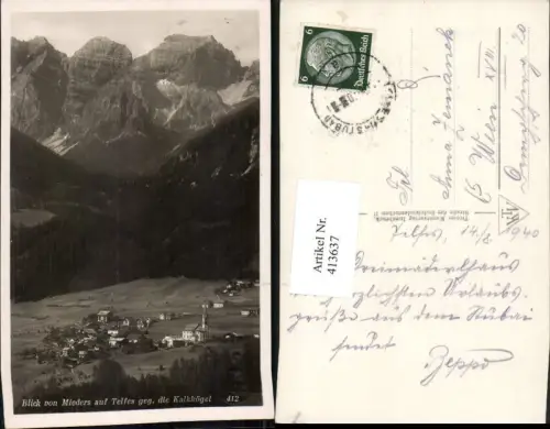 413637,Blick von Mieders auf Telfes Totale geg. Kalkkögel Bergkulisse