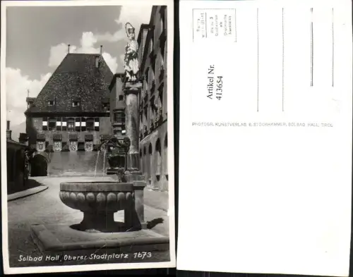 413654,Bad Hall in Tirol Oberer Stadtplatz Brunnen Rathaus