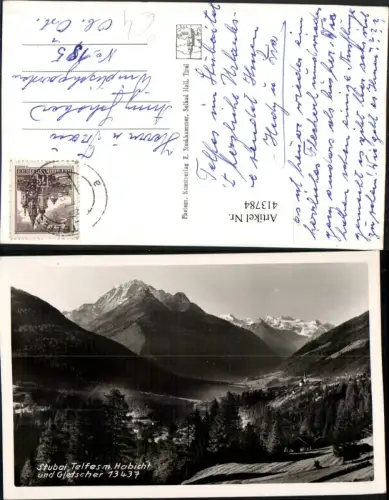 413784,Stubai Telfes Teilansicht m. Habicht u. Gletscher Bergkulisse