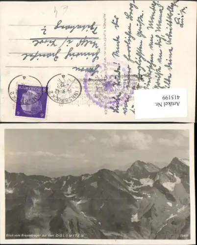 415199,Blick vom Kraxentrager b. Vals zu den Dolomiten Bergkulisse