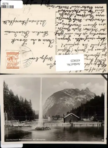 435823,Oberleutasch b. Leutasch Weidachersee m. Arnspitze Fontäne Bergkulisse