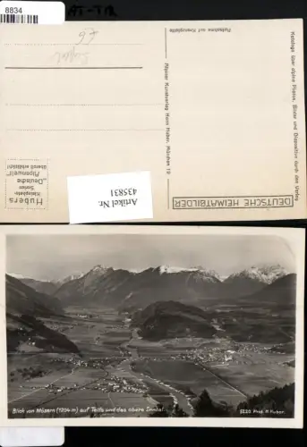 435831,Blick von Mösern auf Telfs Totale Bergkulisse pub H. Huber 5220
